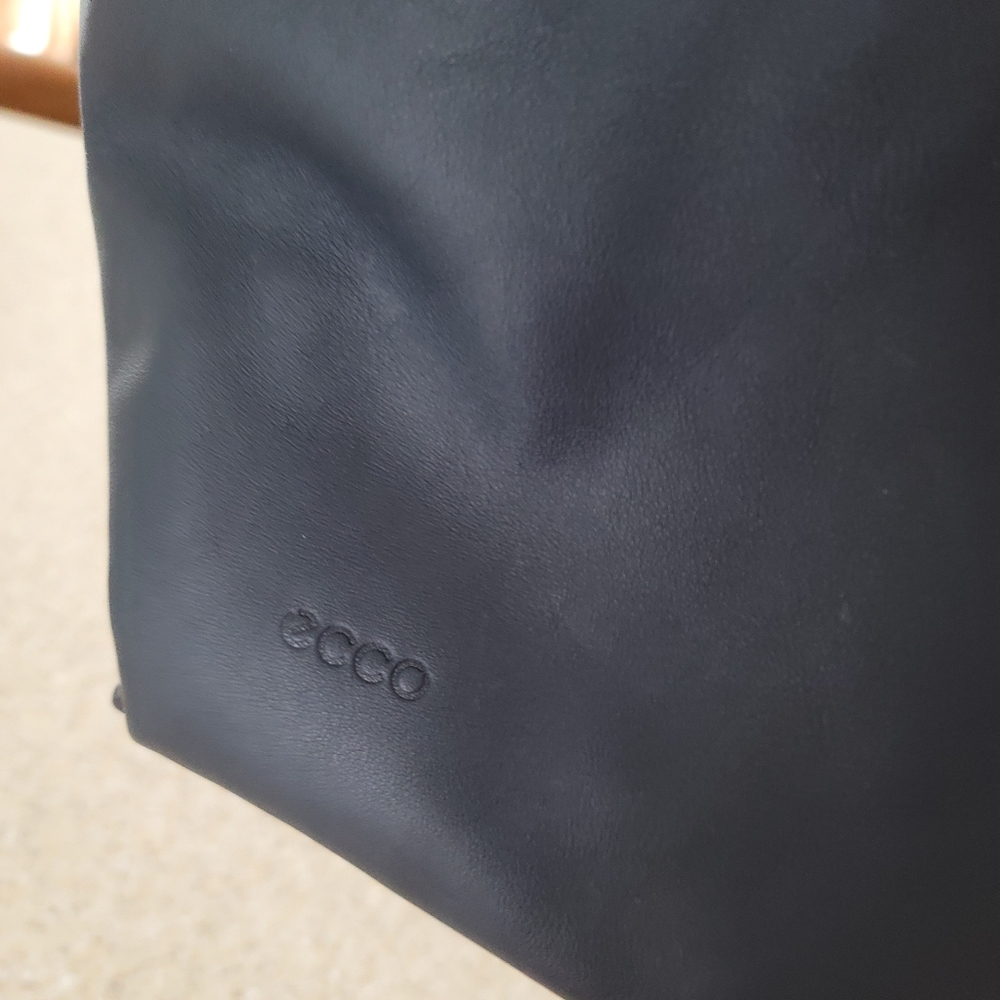 Ecco Navy Blue Leather Shoulder Bag with Wide Strap - Picture 11 of 13